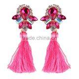 Bohemian Jewelry Rhinestone Gems With Long Colorful Tassel Charms Earrings for Women thumbnail-2