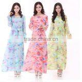 2015 Fashion Ladies Long Sleeve Chiffon Muslim Long Dress thumbnail-1