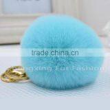 CX-R-09 Genuine Rex Rabbit Fur Keychain - BLACK thumbnail-5