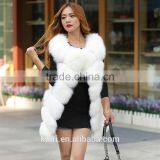 2015 Fashion Lady Natrual Fox Fur Vest Women's Real Full Fox Fur and Leather Winter Overcoat Girl's Outerwear Fur Vest Coat thumbnail-2