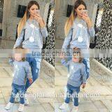 Funny Bunny Fleece Hoodies Pullover Kids Winter Clothes Mommy And Me Outfits Pullover Custom Sweatshirt thumbnail-1