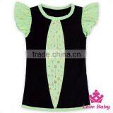 New Fashion Red And White Girl Cotton Shirt Flutter Sleeve Kids Tops For Summer Latest Design Girls Pearl Sleeve Top thumbnail-4