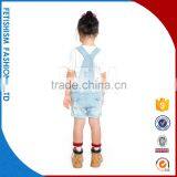 100% Denim Cotton Wholesale Kids Girls Overalls Belt Pants Fashion Clothes For Sale thumbnail-5