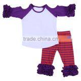 Cute Infant Girl Clothing Cold Shoulder Girl Icing t Shirt Sets Girl Ruffle Pants Outfits thumbnail-2