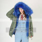 Myfur Luxury High Quality Faux Fur Lining Raccoon Fur Hooded Mini Parka Jackets thumbnail-1