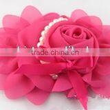 Newest 2014 Roses Pearl Headbands Baby Children Flowers Hair Accessories Girls Tire 13 Color Hair Band Headwrap Hair Ribbon thumbnail-3
