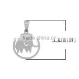 Stainless Steel Cut Out Pendants Elephant Animal Silver Tone Round Clear Rhinestone thumbnail-2