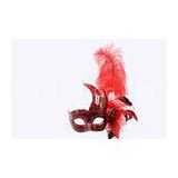 Custom Womens Red Feather Masquerade Mask For Costume Party