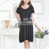 Ladies' Eco-friendly Bamboo Fiber Round Neck Night Gown Solid Color FD thumbnail-2