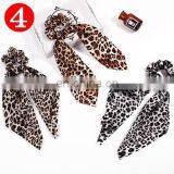Girl Women Satin Chiffon Scrunchies Hairbands Solid Flower Leopard Design Ponytail Holder Stretch Headwear 6series thumbnail-4