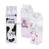 Square Reusable Custom Logo Transparent Clear Milk Carton Shaped Plastic Water Bottle thumbnail-6