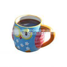 Glaze Design Creative Color Chinese Owl Shaped Ceramic Coffee Cup Mug With Handles thumbnail-2