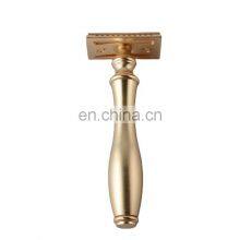 Men Luxury Shaver Matte Gold Metal Handle Singe Blade Shaving Safety Razor thumbnail-1