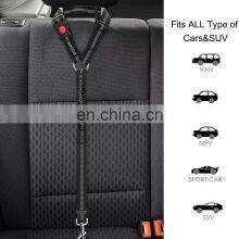 Dog Seat Belt Adjustable Durable Car Seat Belt Reflective Elastic Nylon Bungee Connect Dog Harness in Vehicle Travel Strap Leads thumbnail-3