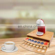 Natural Coffee Pod Holder Bamboo Coffee Stand 2-Tier Bamboo Drawer For Counter Sliding Capsule Drawers thumbnail-2