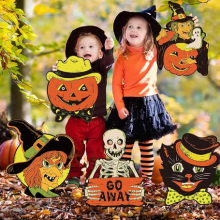 Wholesale 8PCS Halloween Yard Signs – Vintage Corrugated Plastic Lawn Decorations With Stakes | Witch thumbnail-2