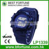 LP1339_BL Rubber Blue Color Chrono Day Tech Light Pusher Multifunction Digital Stop Watch thumbnail-1