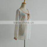 New Style Mix Color Deep Open Neck Thin Women Chiffon Blouses for Fat thumbnail-2