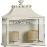 white candle lantern wide type for double pillar candles