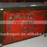 Chinese Antique Furniture Red Painting Mongolia Two Door Cabinet