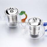 Hot New Products for 2015 Color Glass Tea Kettle With Stainless Steel Strainer