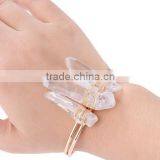 Quartz Crystal Druzy Stones Wire Fixed Cuff Bracelet thumbnail-2