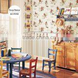 Stock Printing Non Woven Wallpaper, Vivid Blue Cartoon Horses Wall Paper for Boys Room , Nice Wall Sticker Wholesale thumbnail-4