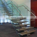 Straight Glass Stairs, Laminated Glass Staircase, Single Stringer Stair--YUDI thumbnail-1