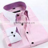 Mixed Color Contrast Stand-up Collar and Cuff Cotton Dress Shirt for Men thumbnail-2