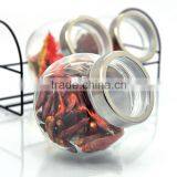 3pcs Glass Storage Jar For Spice With Metal Cap And Shelf thumbnail-2