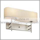 UL CUL Listed 2 Lights Bedside Brushed Nickel Hotel Headboard Lights With Long Fabric Shade W40337 thumbnail-1