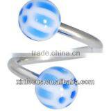 Blue SOCCER BALL Spiral Twister Belly Ring&body Jewelry Navel Ring&SBR Rings thumbnail-1