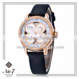 China Direct Factory High Quality Gold Leather Beautiful Lady Watch thumbnail-5