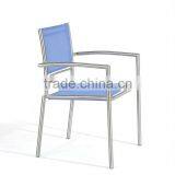 Stainless steel garden furniture, textileen armrest chair, stainless steel dinning chair