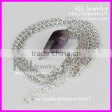 KJL-A0324 pyramid point druzy stone necklace jewelry,purple amethyst quartz semi-precious stone pendant necklace