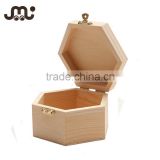 Natural unfinished hexagon wooden ring box