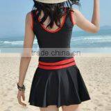 BSC110 New Women Fashion Tight One Piece Pure Skirt Bikini Swimwear thumbnail-4