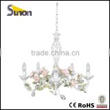 Zhongshan 5 light flower metal paint white chandelier decoration lamp