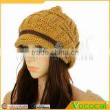 Fashion Khaki Woolen Yarn Warm Women Knitted Beanie Hat thumbnail-1