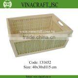 Square Bamboo Laundry Basket With Wooden Frame thumbnail-1