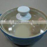 2-tone Solid Color Stoneware Soup Bowl With Glass Lid thumbnail-2