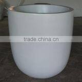 Round white fiberglass flower pot