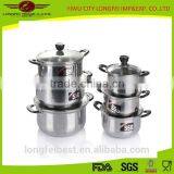 6pcs 555 Stainless Steel Pot Set With Glass Lid and Plastic Handle thumbnail-1