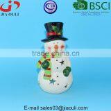 BSCI Certificate Factory Popular Christmas Decoration Snowman, Ceramic Snowman Candle Holder thumbnail-2