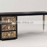 Classic Royal European Contemporary Style Pure Black Office Table Set With Bookcase BF11-01234c thumbnail-3