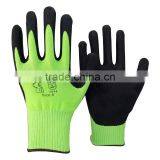 NMSAFETY 13g Hi-viz Green Nylon Liner Coated Black Latex Glove From China thumbnail-1