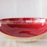 Boat Shape Colored Lacquer Bamboo Salad Bowl With Handles thumbnail-1