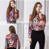 2015 Latest Hot Sell European Summer Hot Sale Flower Style Shirt Women Tee Shirt thumbnail-1