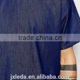 2016 Summer Men Light Weight Short Sleeves Dark Wash Denim T-shirt Custom thumbnail-3