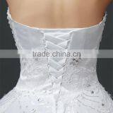 Sexy Bandeau Lace Beaded Cream Crepe Ruffles Weding Dress Pleated Corset Bodice Luxury Bridal Dress thumbnail-5
